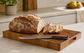 Brotschneidebrett mit Brot