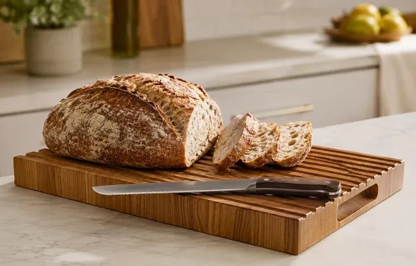 Brotschneidebrett mit Brot